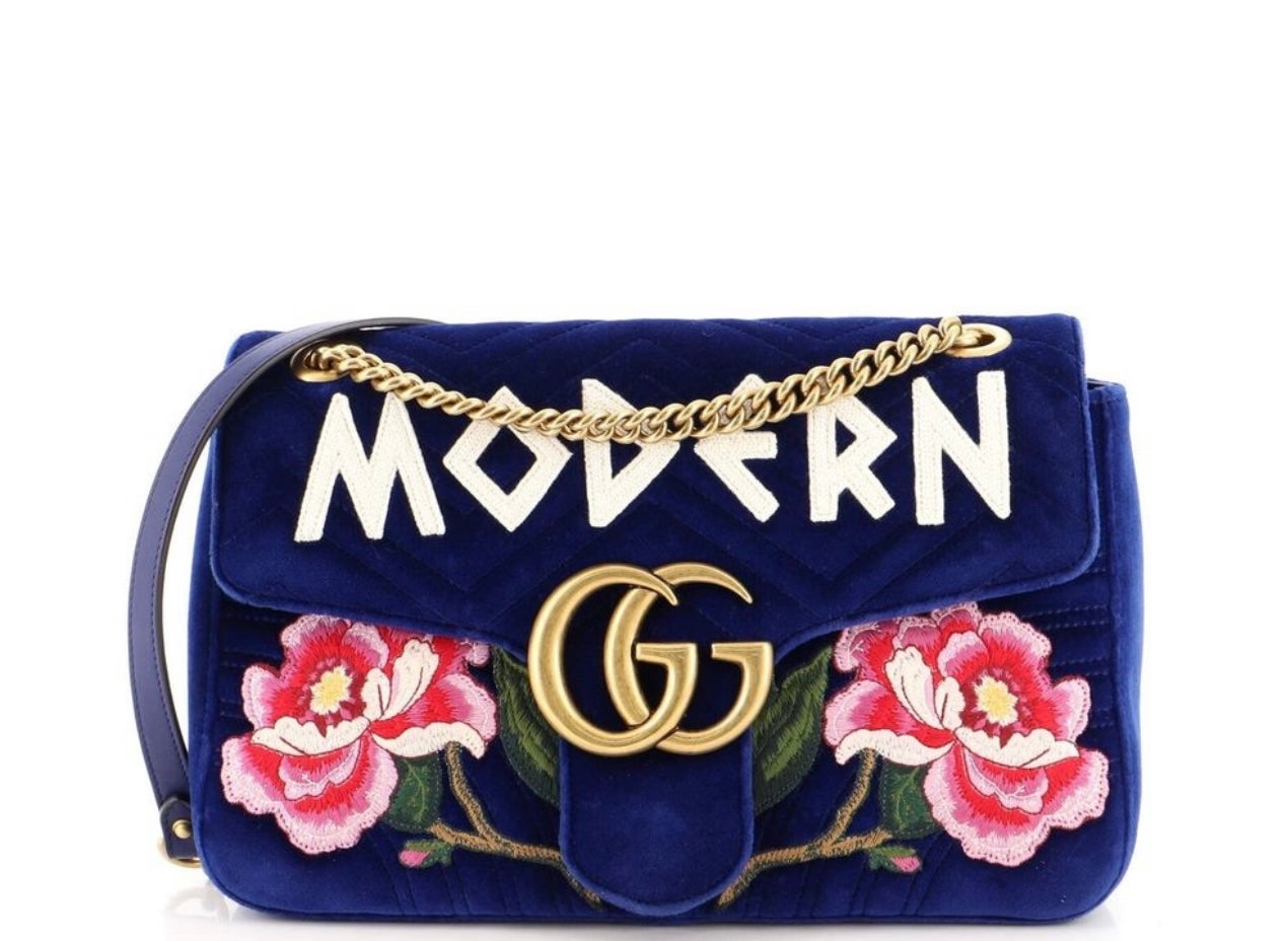 Gucci Gg Marmont Flap Bag Embroidered