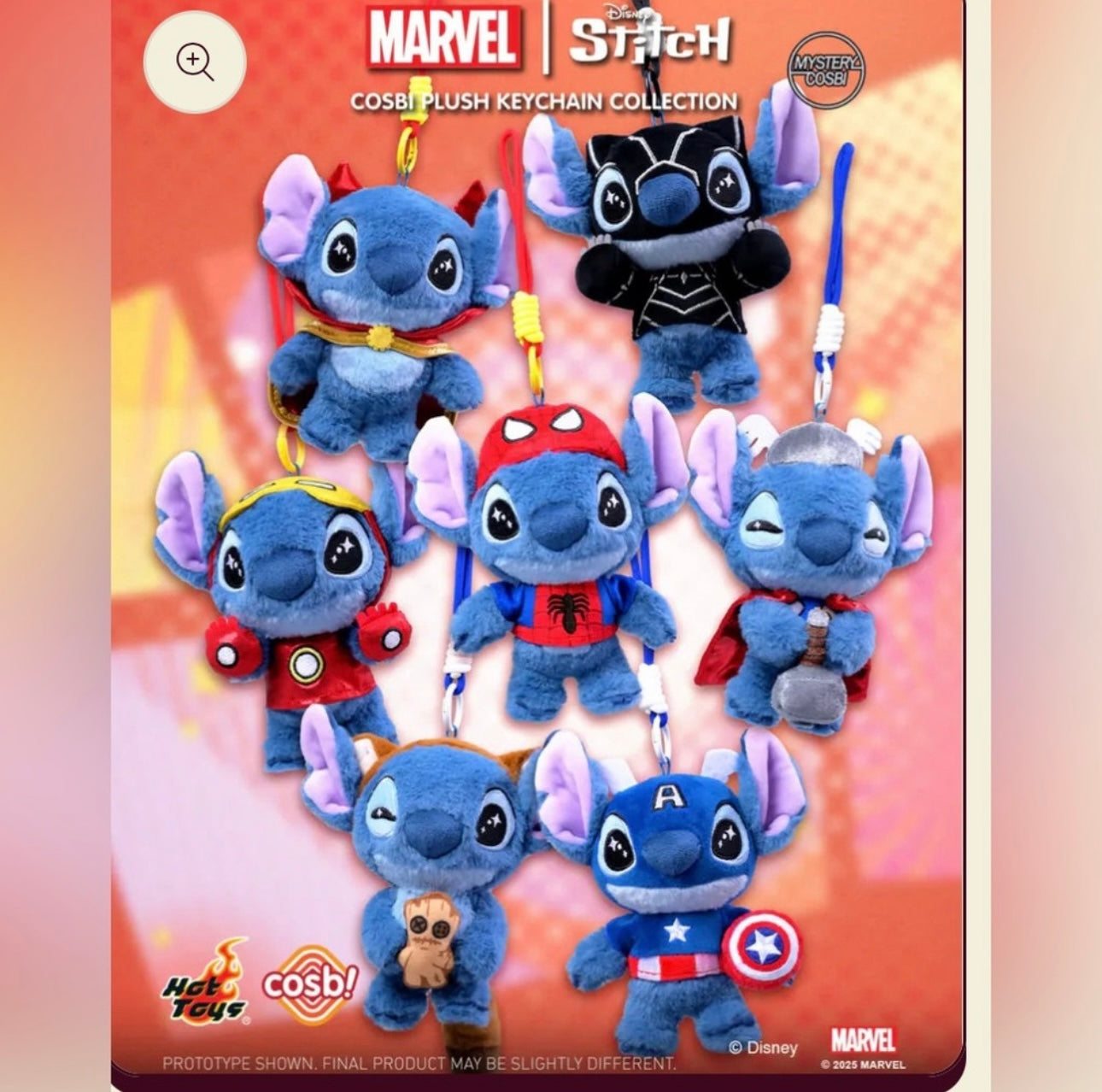 Marvel + Stitch Superhero Plush Keychain