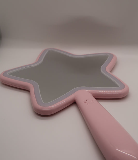 PINK DOUBLE SIDE LED LIGHT STAR HAND MIRROR